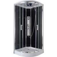 Sprchová kabína s LED a rádiem 90 - černá/barvy chromu, Moderní, kov/sklo (90/90/215cm)