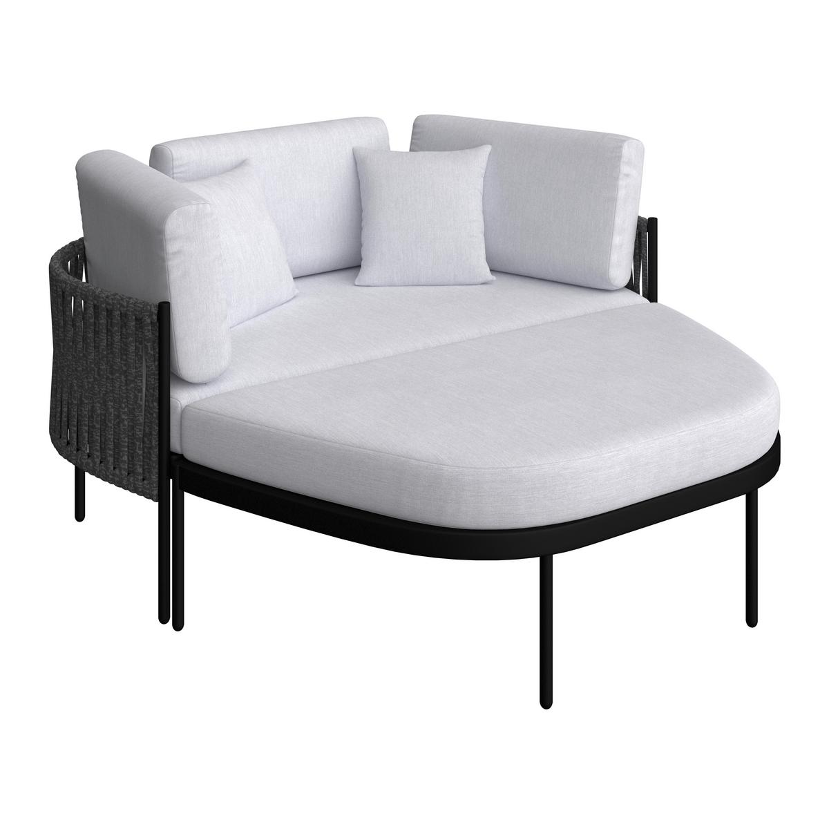 Záhradná pohovka LUCIEN - čierna/svetlosivá, Modern, kov/textil (150/64/76cm) - Bessagi Garden