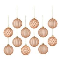 Sada vánočních koulí Miracle, Ø: 8cm, 12ks/bal. - světle růžová, kov/textil (8cm) - Mömax