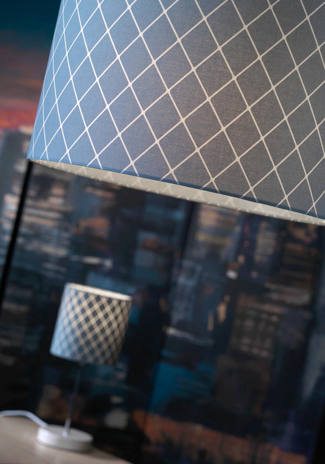 Tischleuchte 5006/L - Blau/Weiß, KONVENTIONELL, Textil/Metall (15/35cm)