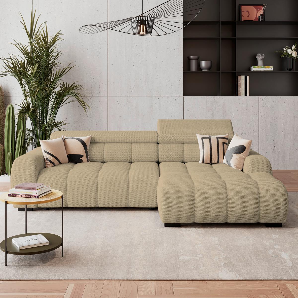 Ecksofa Fargo S Grün, B: 285 Cm - Taupe/Schwarz, Trend, Textil (285/168cm)
