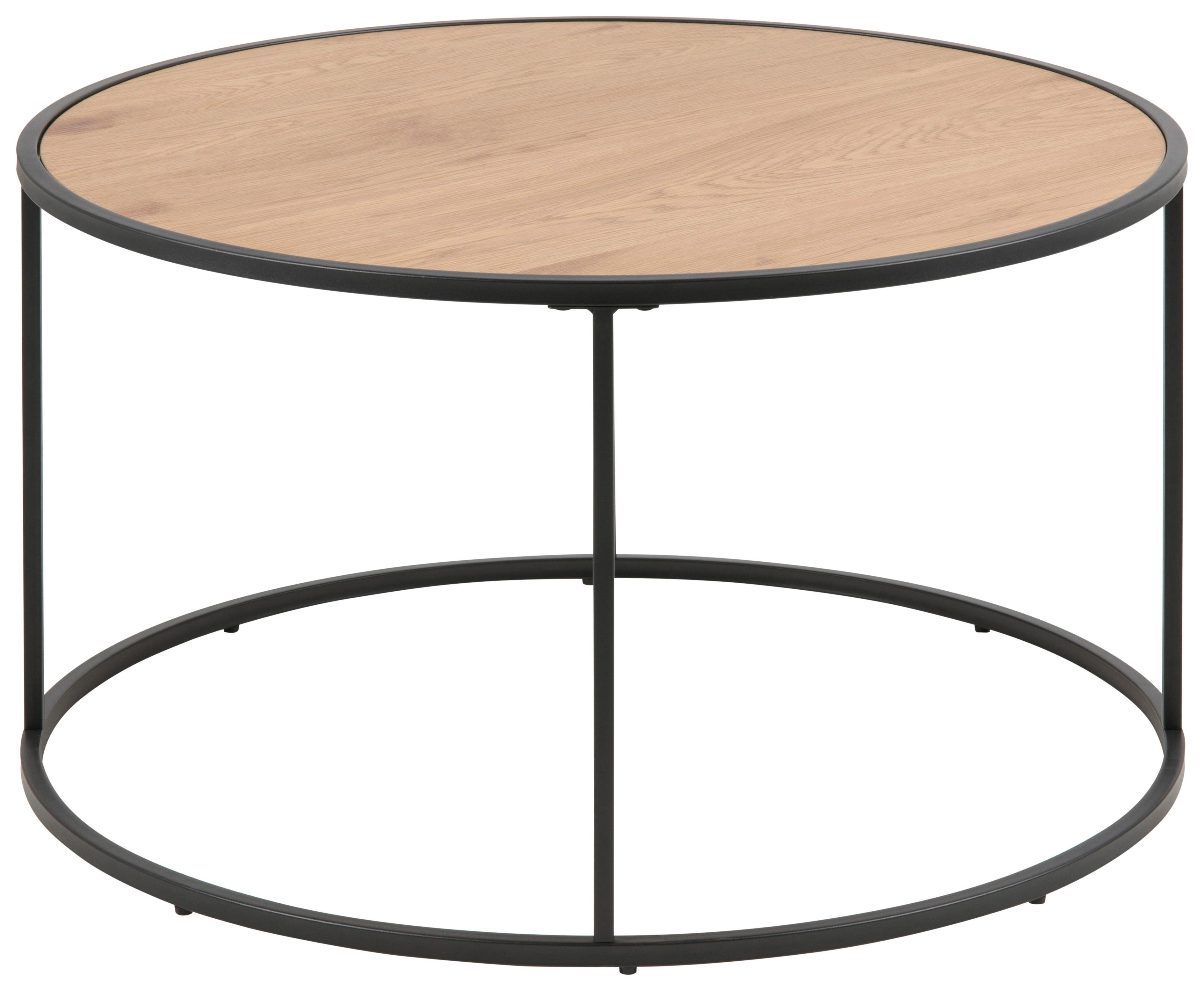 Couchtisch Seaford - Eichefarben/Schwarz, Design, Holzwerkstoff/Metall (80/80/45cm) - MID.YOU