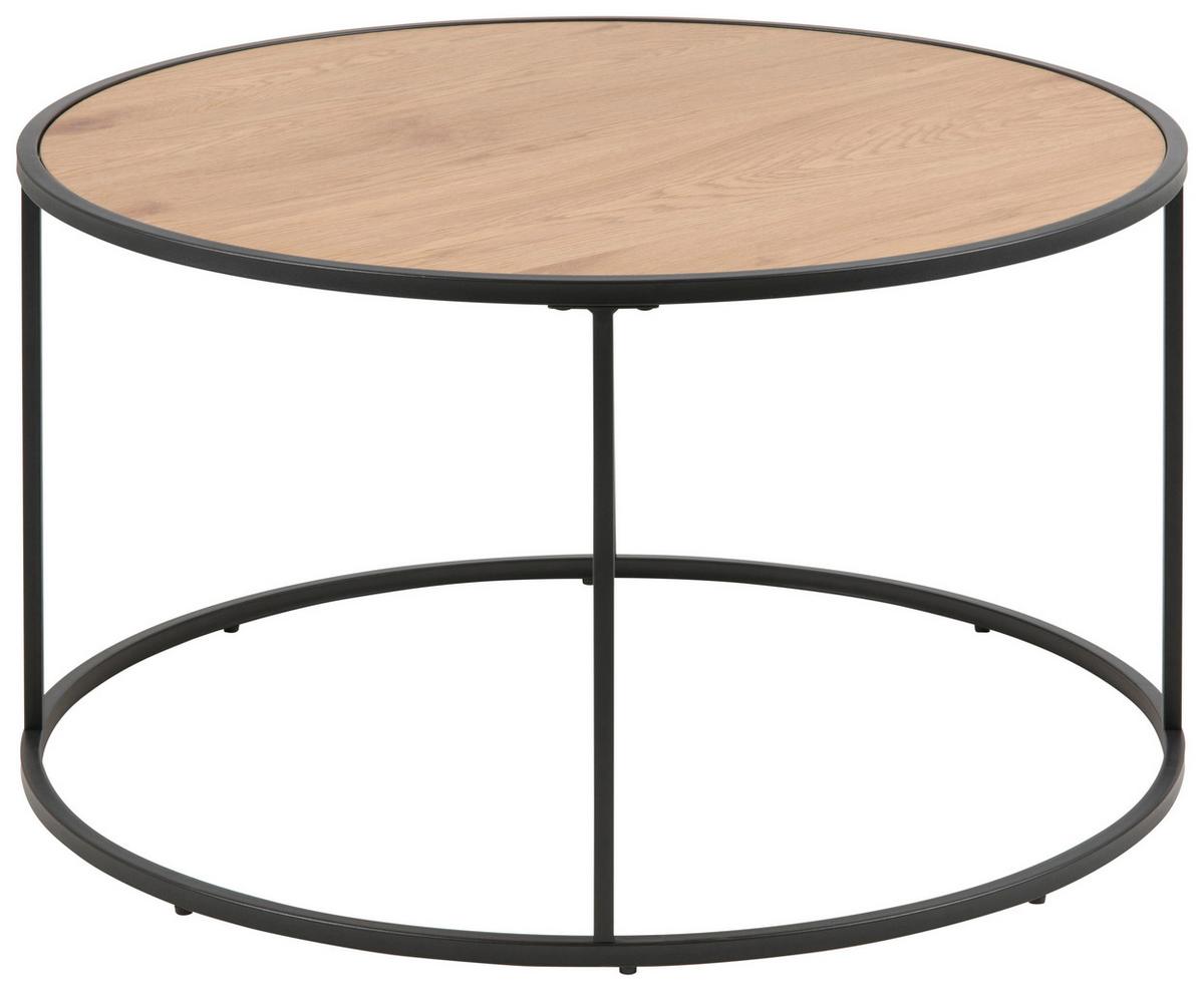 Couchtisch Seaford - Eichefarben/Schwarz, Design, Holzwerkstoff/Metall (80/80/45cm) - MID.YOU