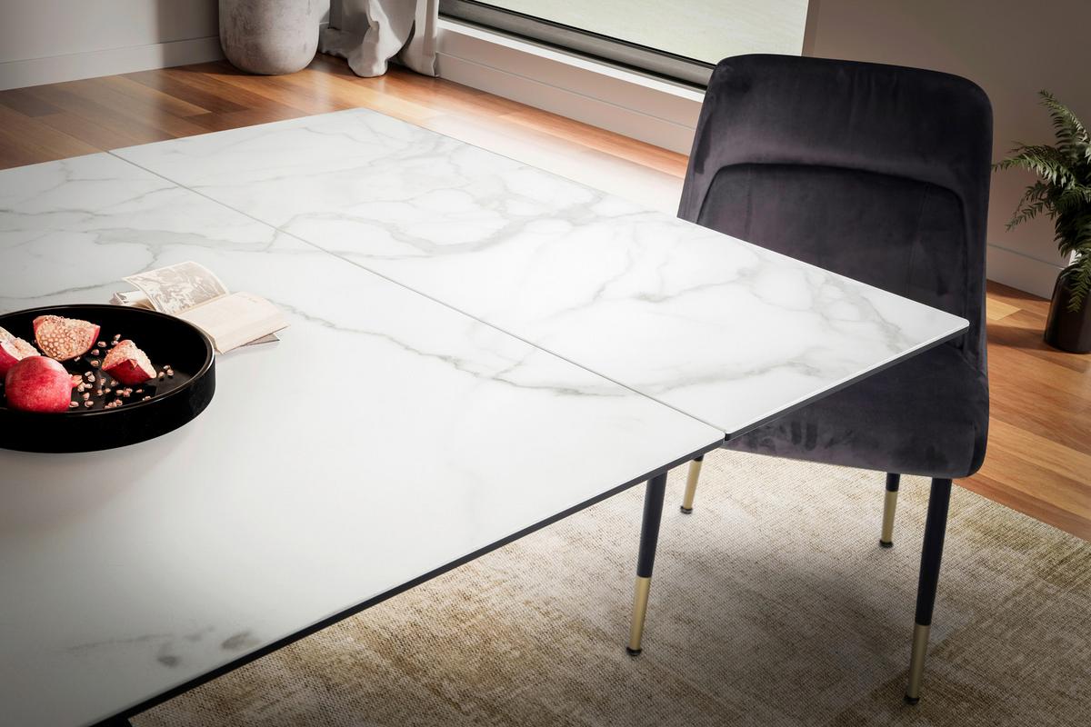 Esstisch Weiß L: 180 cm - Schwarz/Weiß, Design, Keramik/Metall (180/95/78cm) - MID.YOU