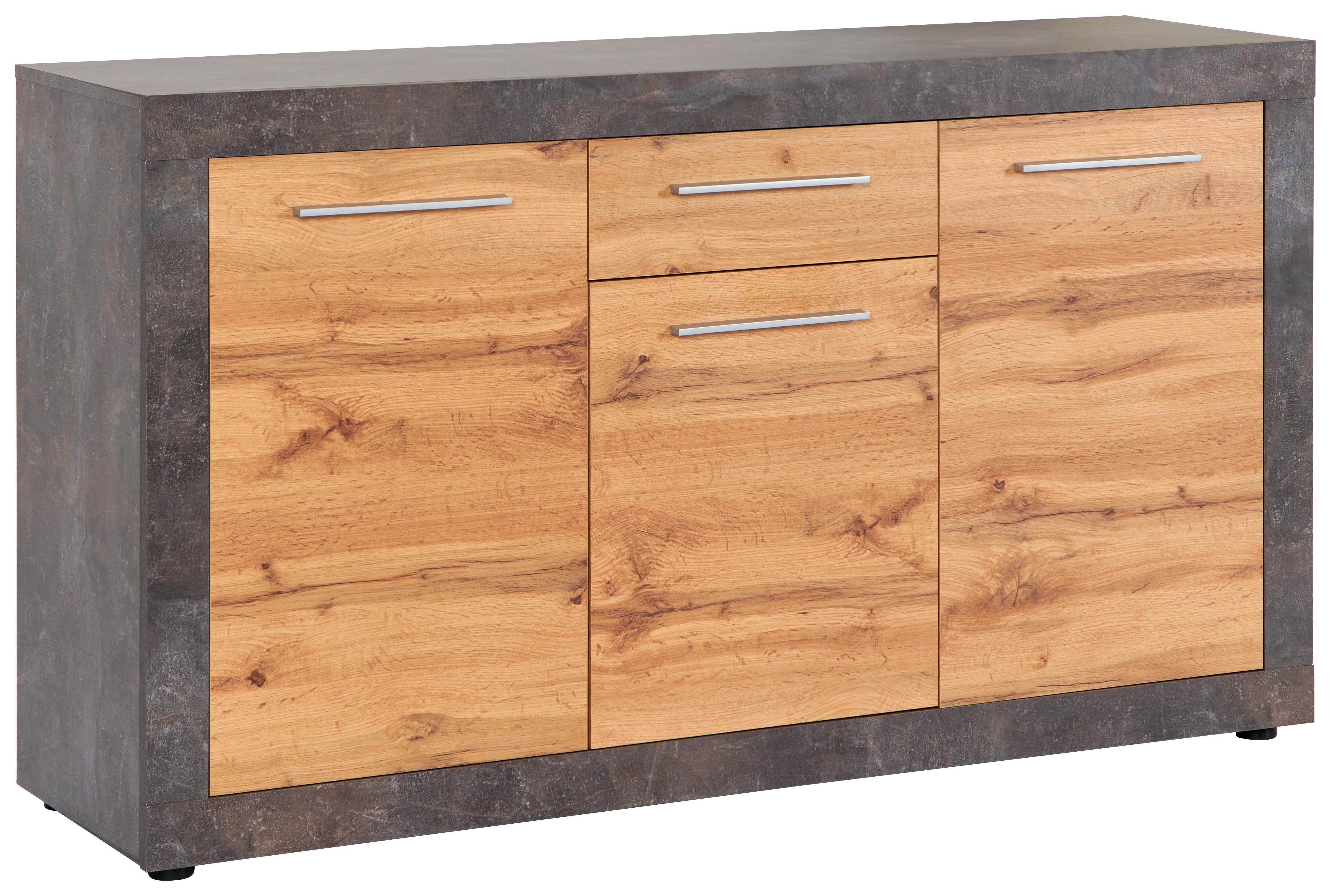 Sideboard B 149 Cm Strada, Eiche Dekor/betonoptik - Eichefarben/Dunkelgrau, KONVENTIONELL, Holzwerkstoff (149/86/41cm)