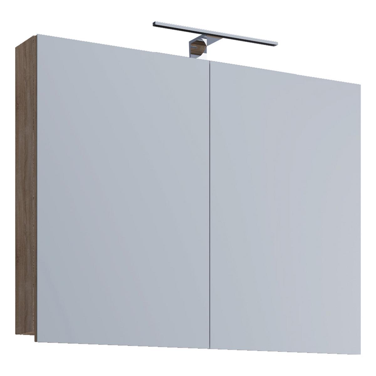 Spiegelschrank Badinos Sonoma Eiche B: 80 Cm - Sonoma Eiche, MODERN, Glas/Holzwerkstoff (80/59,2/12cm) - MID.YOU