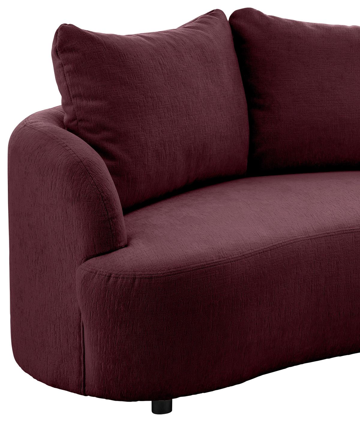 Ecksofa Doppo, Bordeaux S: 139x250 cm - Bordeaux/Schwarz, MODERN, Textil (139/250cm) - Livetastic