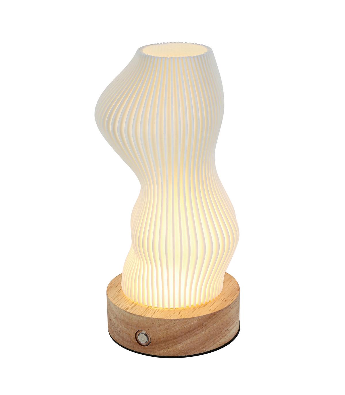 NABÍJATEĽNÁ STOLNÁ LAMPA GIRTL - biela/prírodná farba, Modern, kov/drevo (14cm) - Mömax