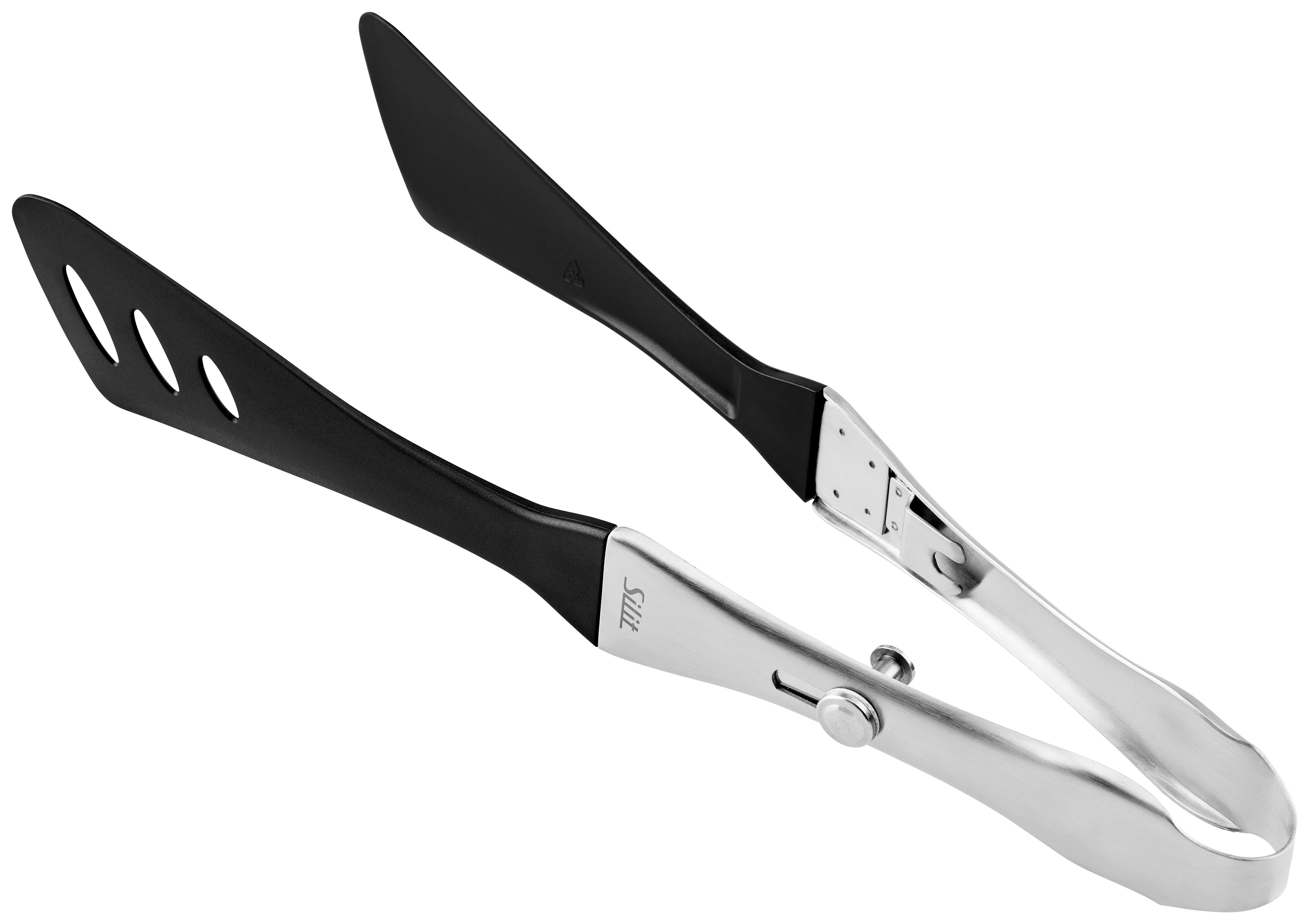 Küchenzange Aus Silikon Girato L: ca. 31 cm - Edelstahlfarben/Schwarz, Design, Kunststoff (31cm) - Silit