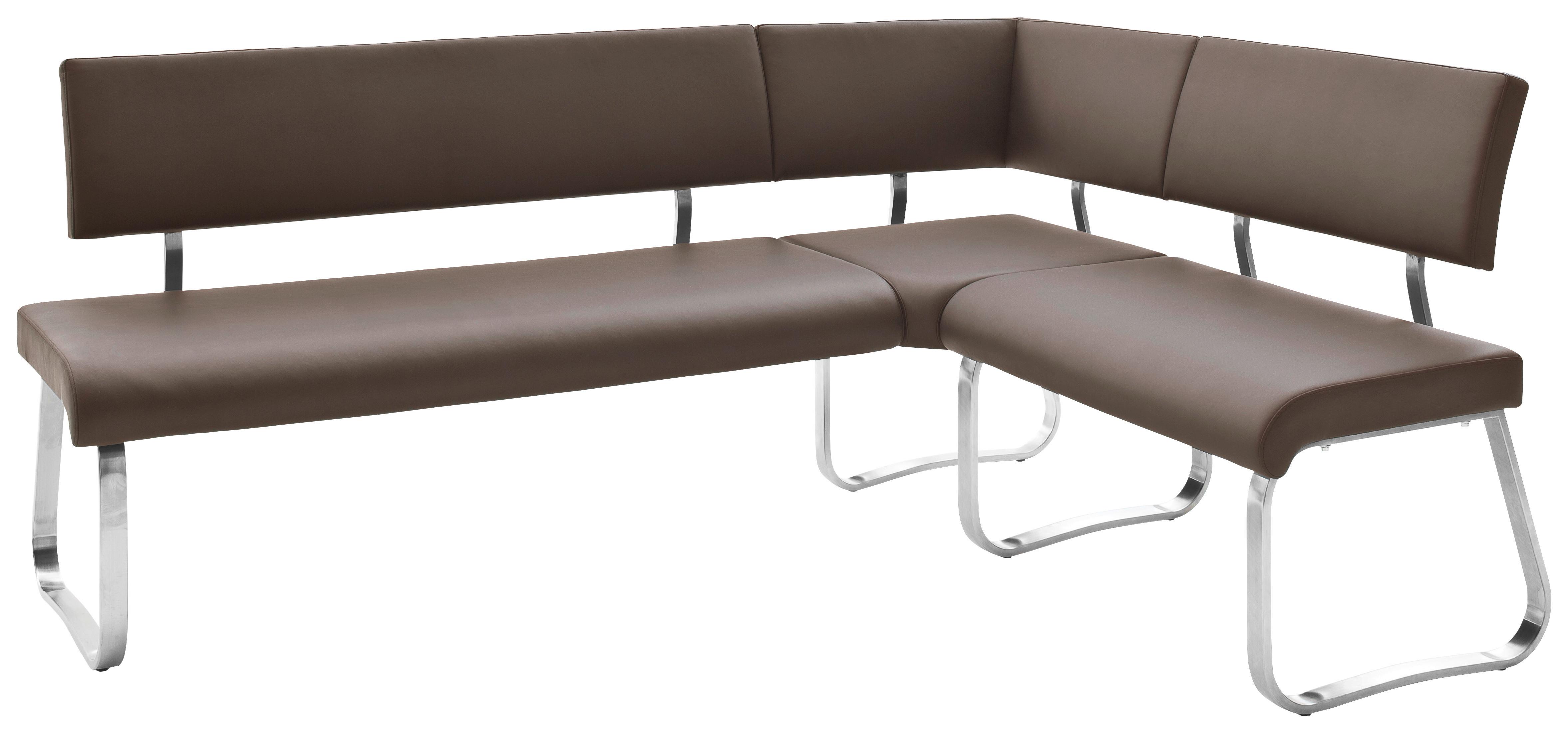 Eckbank Braun Lederlook Arco 200x150 cm - Edelstahlfarben/Braun, Design, Textil/Metall (200/150cm) - Livetastic