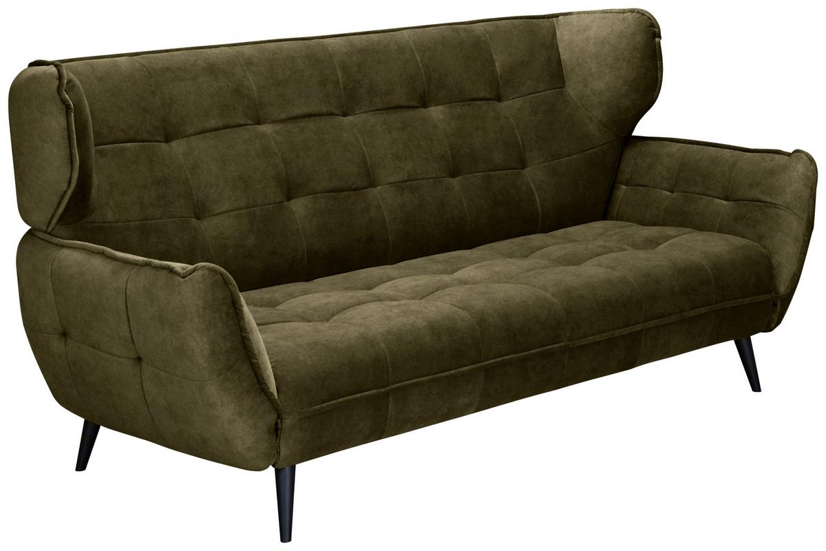 Třímístná pohovka Ariana Ariana, zelená - černá/olivově zelená, Moderní, kov/textil (221/105/98cm)