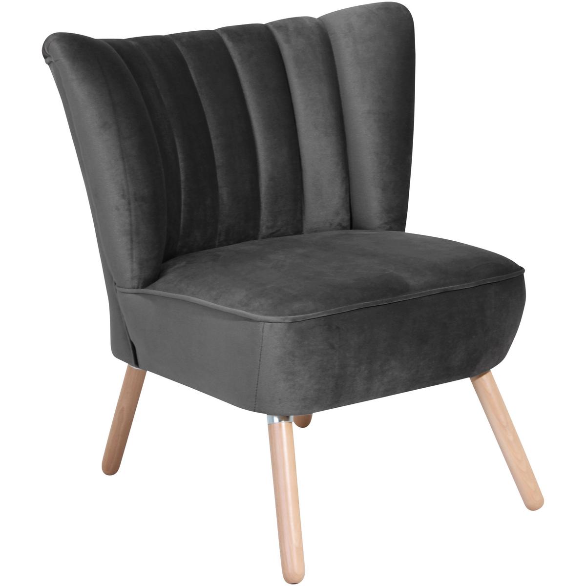 Polsterstuhl Alessandro Anthrazit, Holz-Beine - Anthrazit/Buchefarben, Design, Textil (70/80/66cm) - Max Winzer