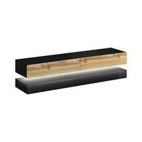 Lowboard Tv Stand Fly Led Schwarz/eiche Wotan B: 140 Cm - Eiche Wotan/Schwarz, Design, Holzwerkstoff (140/25/34cm) - MID.YOU