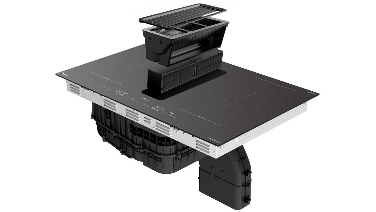 Kochfeld-Dunstabzug-Kombi Mih7480y225gkh1 - Schwarz, MODERN, Glas/Kunststoff (80/23,7/52cm) - Midea