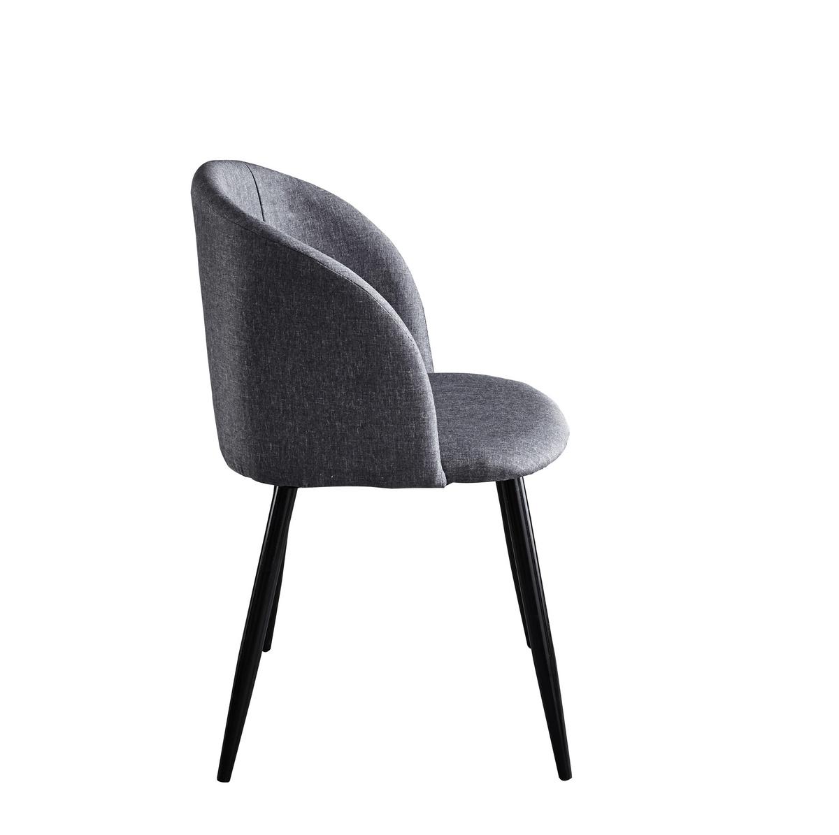 Armlehnstuhl-Set Webstoff Dunkelgrau, B: 63cm - Dunkelgrau/Schwarz, Design, Textil/Metall (63/84/53cm) - Livetastic