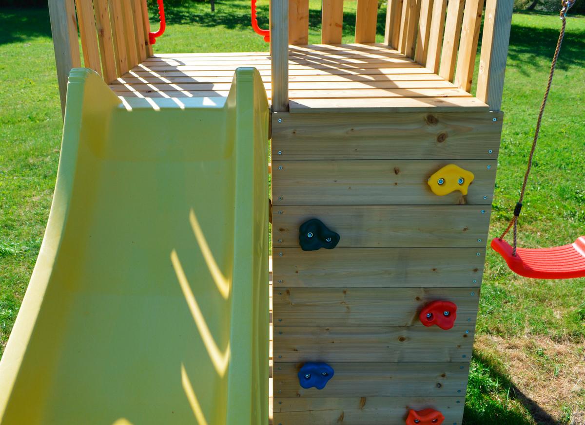 Spielturm Pinguin Gelb/Naturfarben, B: 340 cm - Gelb/Naturfarben, KONVENTIONELL, Holz (340/270/280cm)
