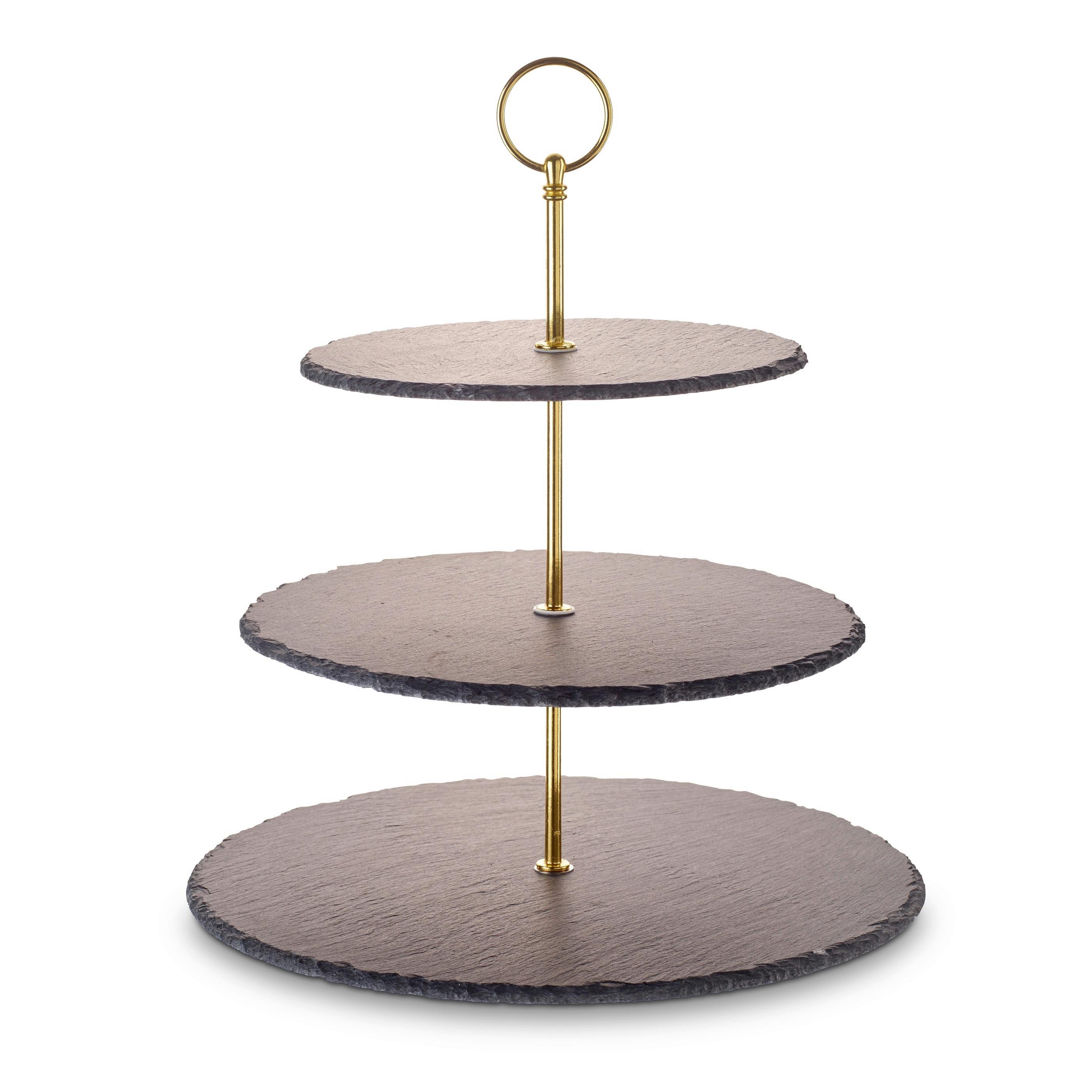 Etagere Rund Metall/naturstein D: 30/25/20 Cm 3-Stöckig