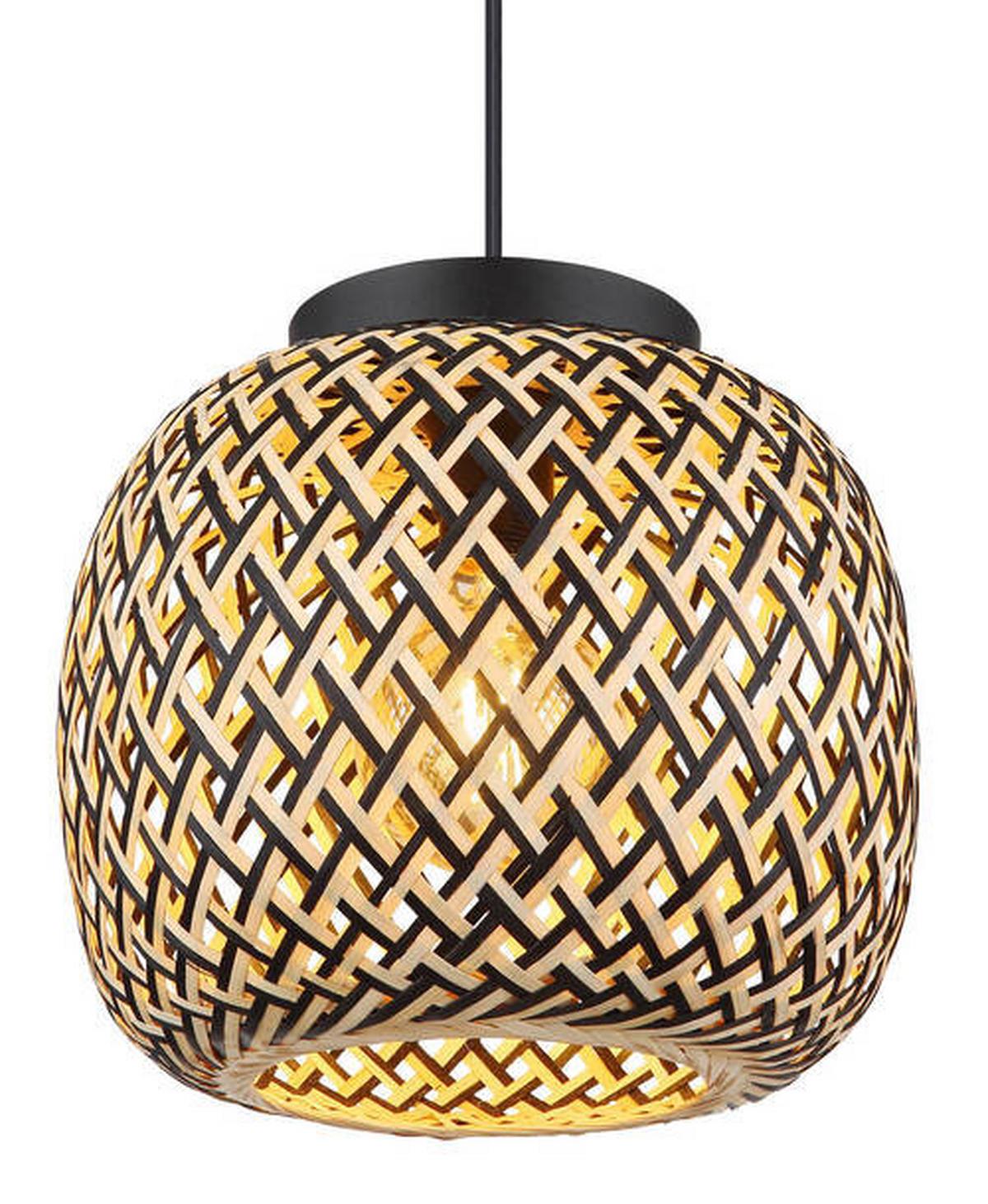 Hängeleuchte 15766h1 - Schwarz/Naturfarben, Natur, Naturmaterialien/Kunststoff (30/120cm) - Globo