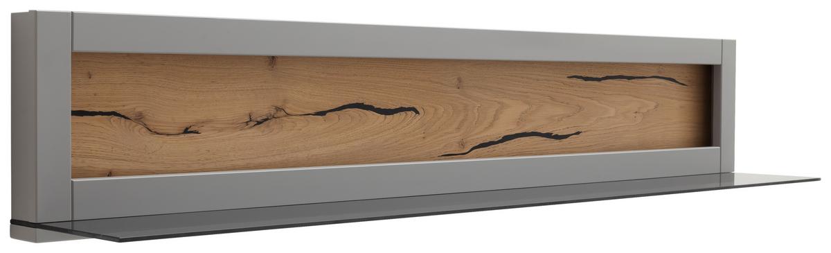 Wandboard Sevilla B: 150 cm Grau/Eichefarben - Eichefarben/Grau, Design, Glas/Holzwerkstoff (150/28/25cm) - MID.YOU