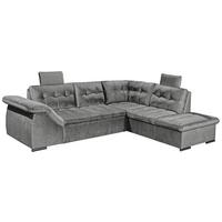 Ecksofa Estrella Grau S: 283x217 cm - Schwarz/Grau, KONVENTIONELL, Textil (283/217cm) - MID.YOU