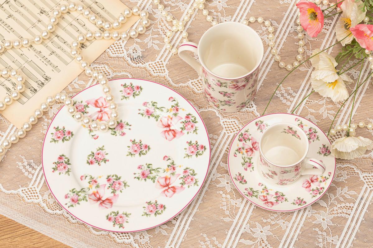 Kaffeetasse mit Untertasse Amelie - Multicolor, KONVENTIONELL, Keramik (90ml) - James Wood