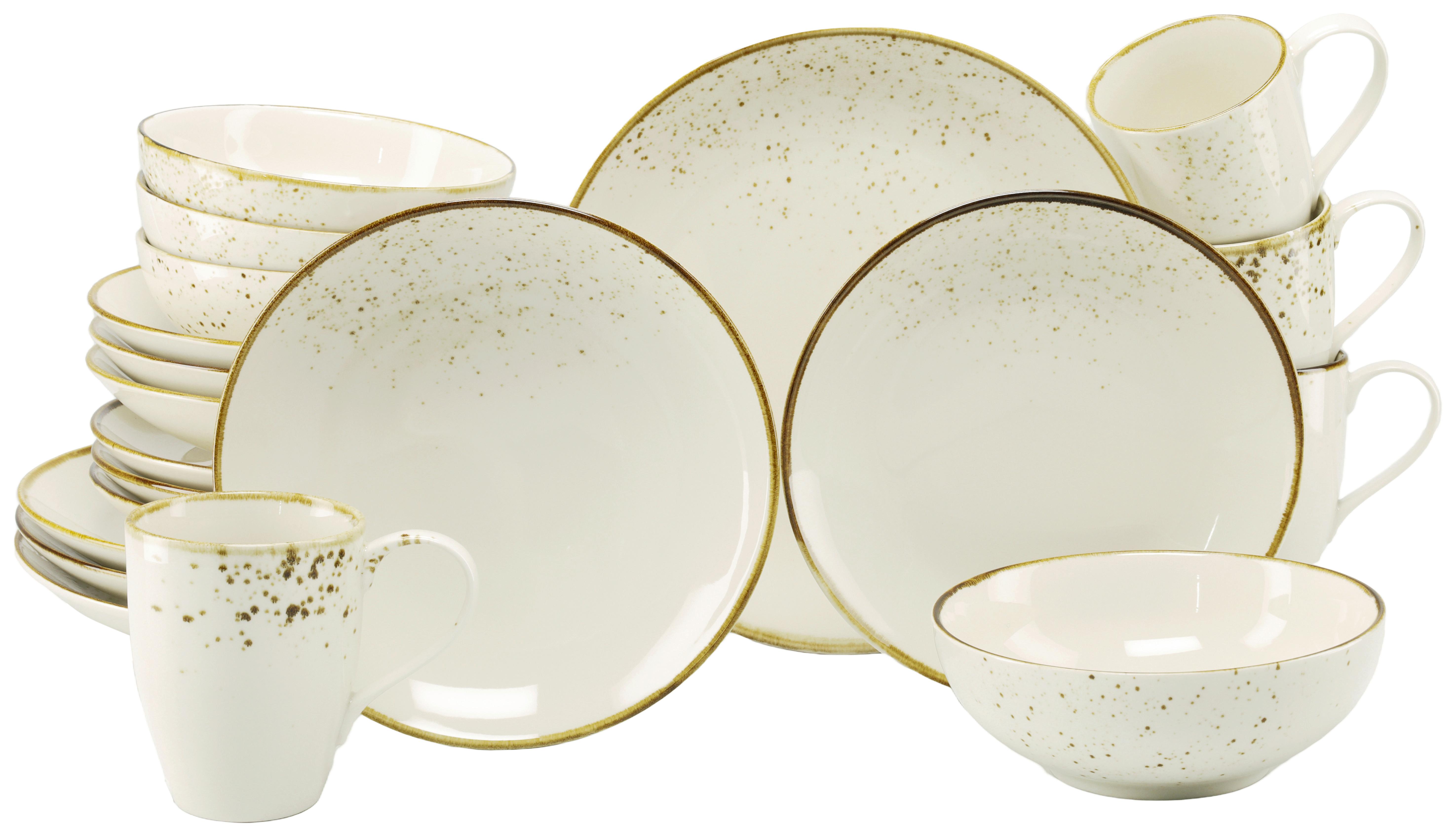 Kombiservice 20-Teilig. Steinzeug, creme - Creme, Basics, Keramik - Creatable