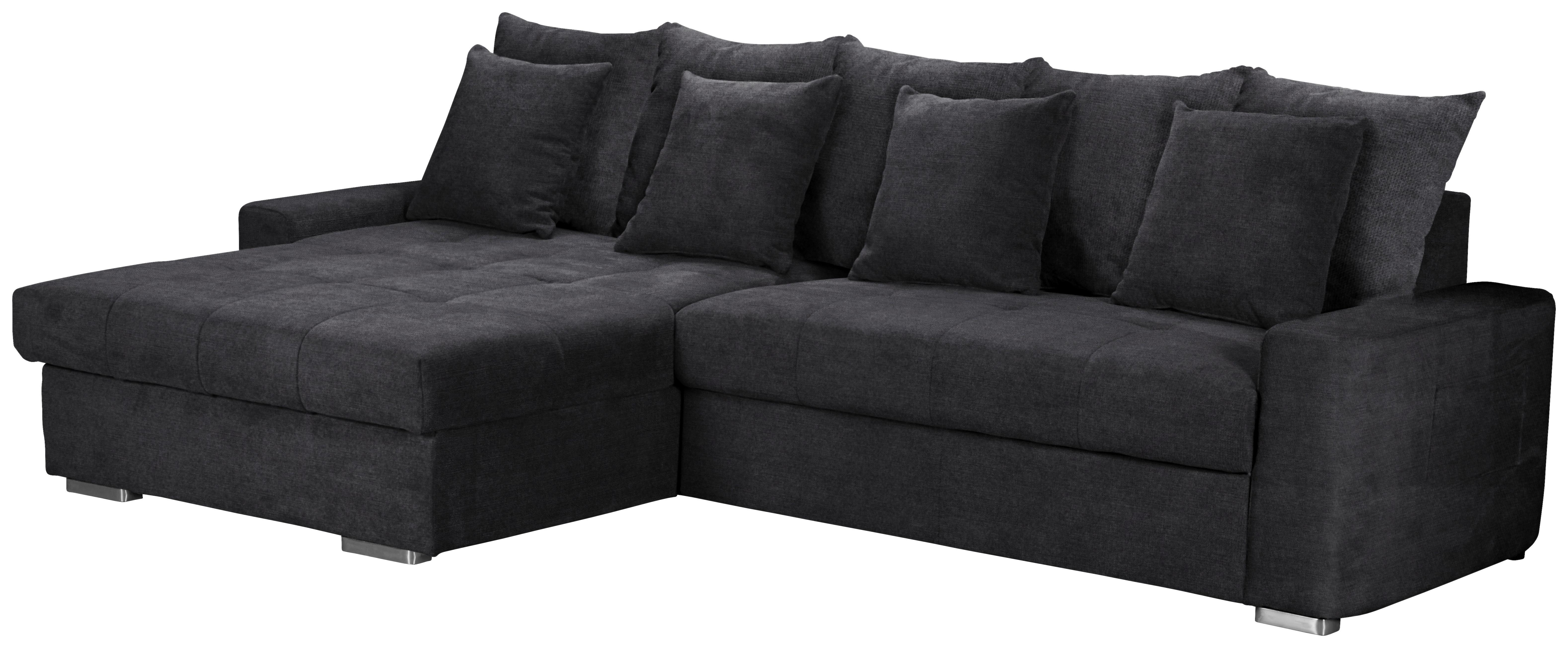 Ecksofa mit Schlaffunktion Salvador + Bettkasten Schwarz - Wengefarben/Silberfarben, MODERN, Holz/Textil (164/293cm) - MID.YOU