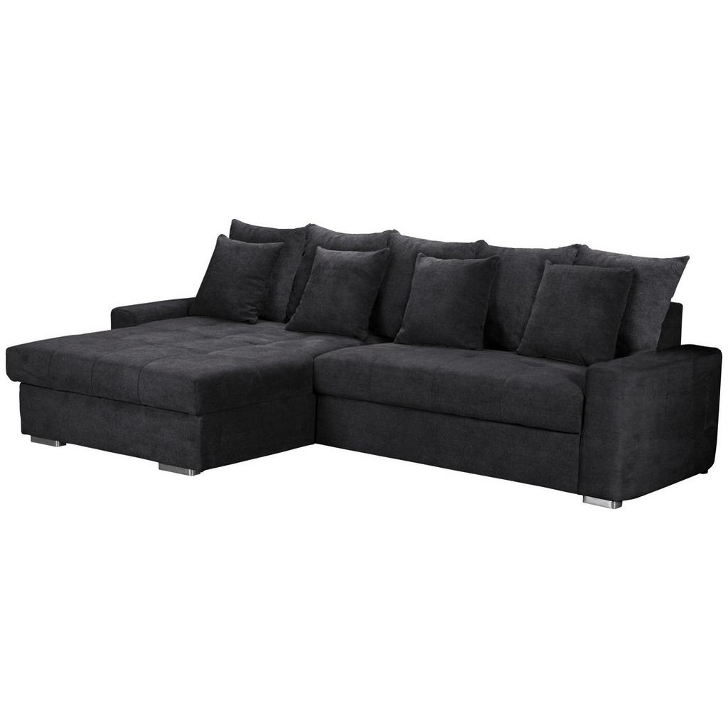 Ecksofa mit Schlaffunktion Salvador + Bettkasten Schwarz