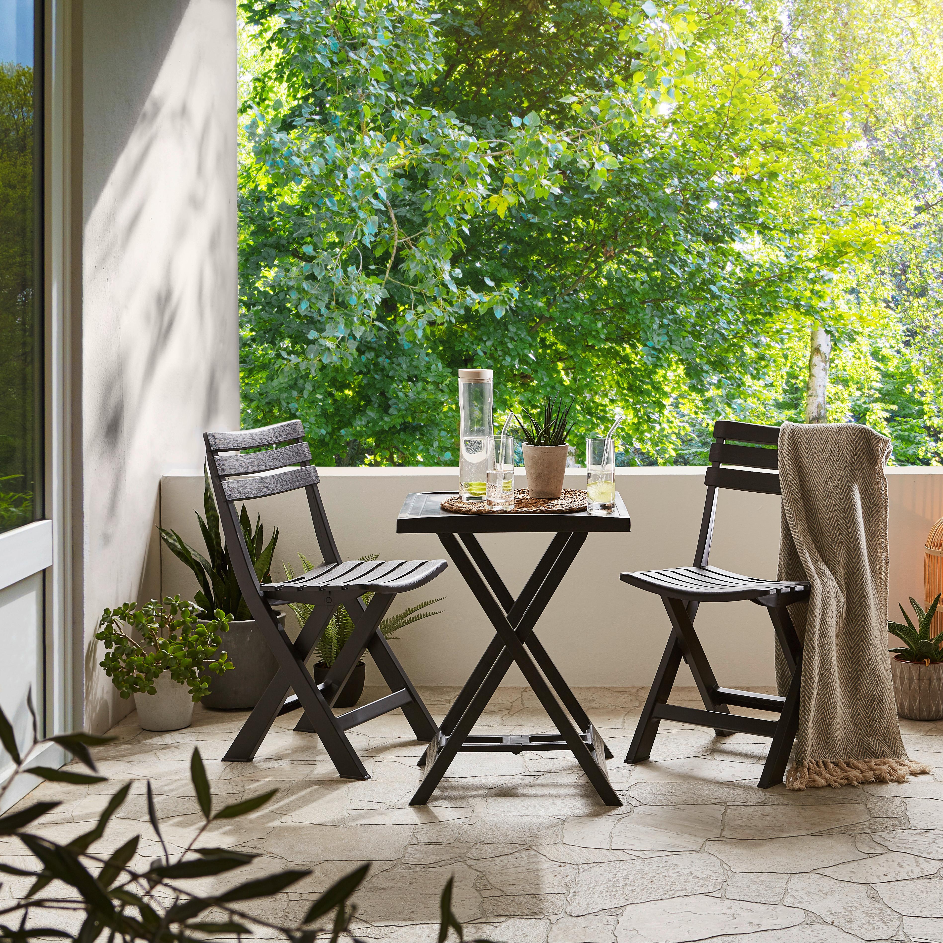 Balkonmöbel Set Aus Polypropylen - Anthrazit, KONVENTIONELL, Kunststoff