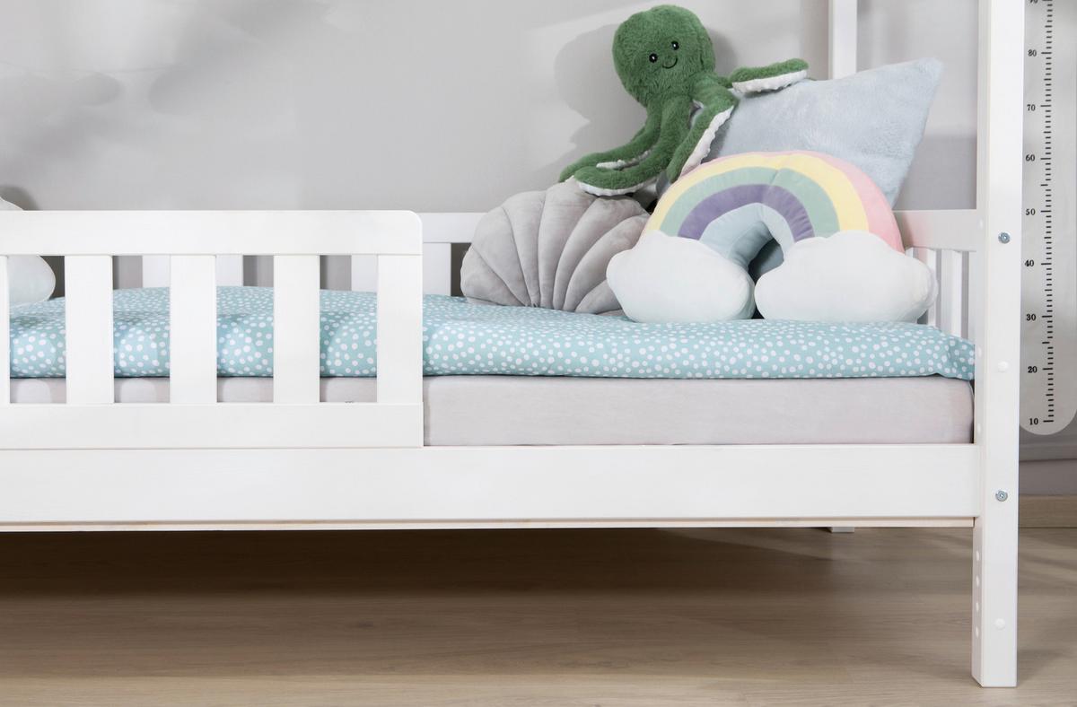 Hausbett Lou B: 90 Cm Weiß Lou - Weiß/Naturfarben, MODERN, Holz/Textil (90/200cm) - MID.YOU