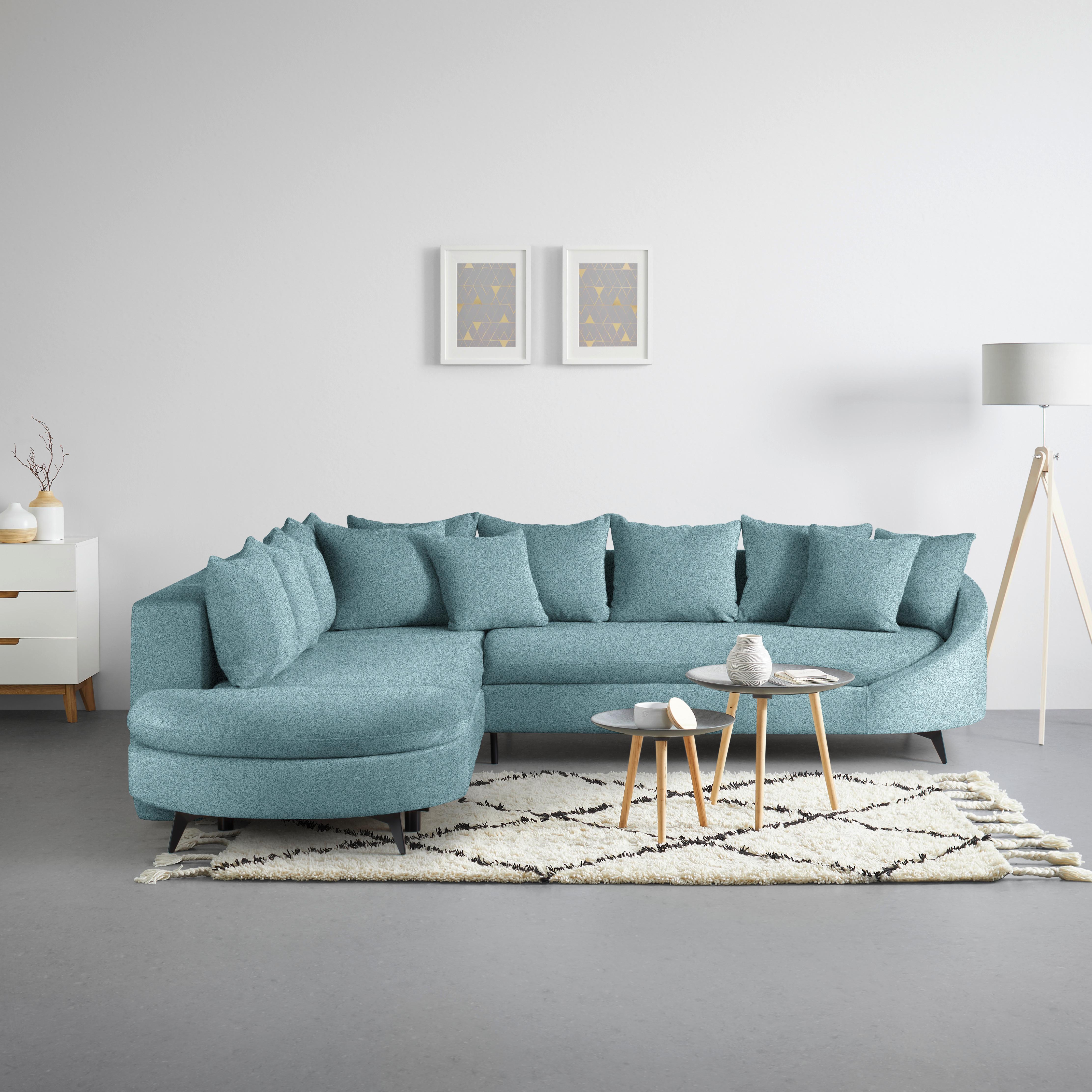 Rohová sedačka AXEL, levá, modrá žinylka - modrá/černá, Moderní, kov/textil (250/291cm) - Mömax