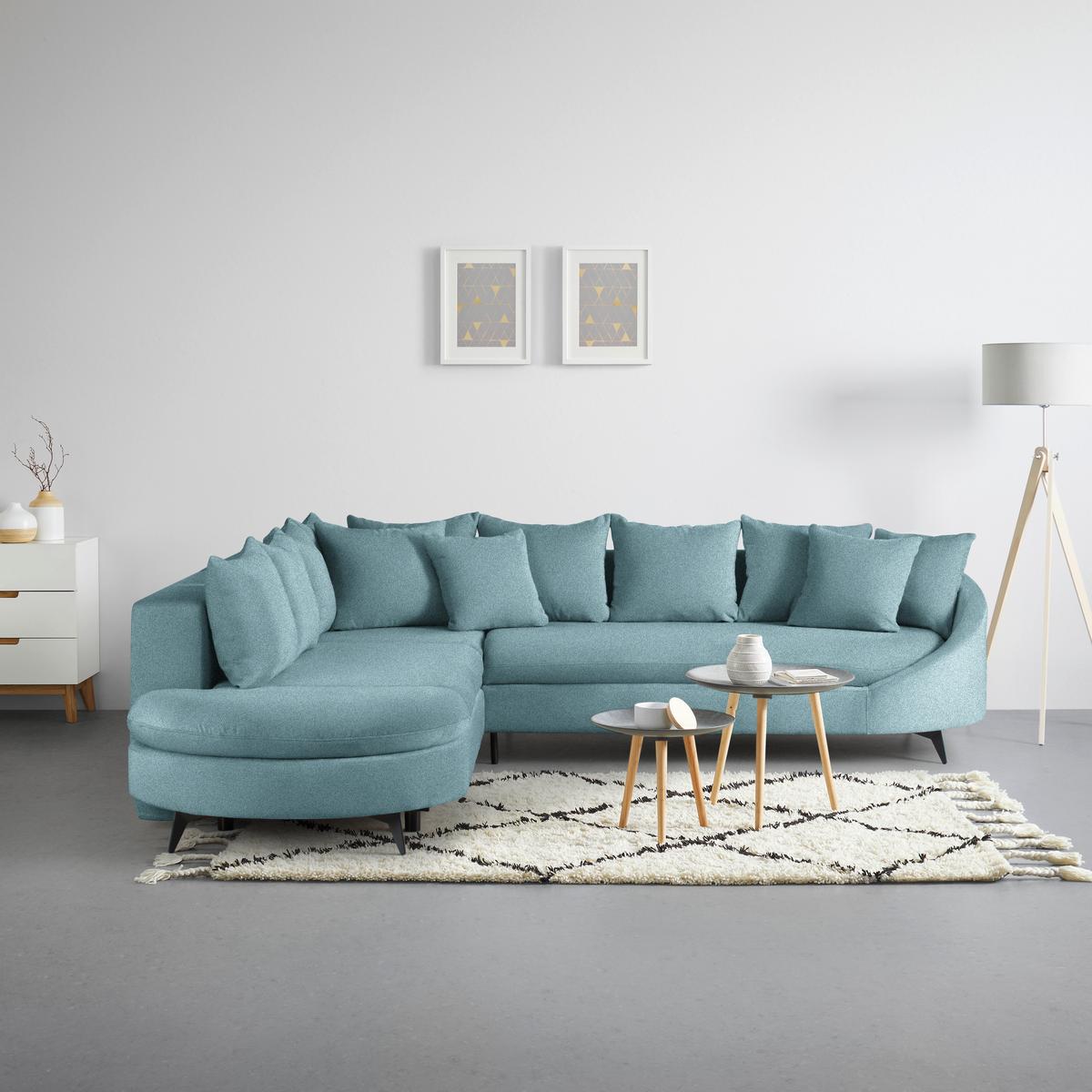 Rohová sedačka AXEL, levá, modrá žinylka - modrá/černá, Moderní, kov/textil (250/291cm) - Mömax
