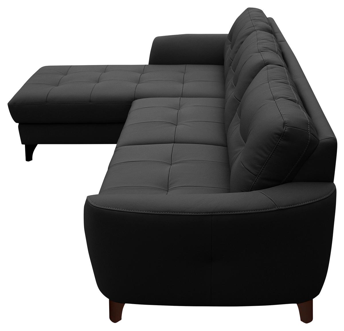 Ecksofa Nordic Schwarz S: 238x168 cm - Buchefarben/Schwarz, Design, Leder/Textil (238/168cm) - Livetastic