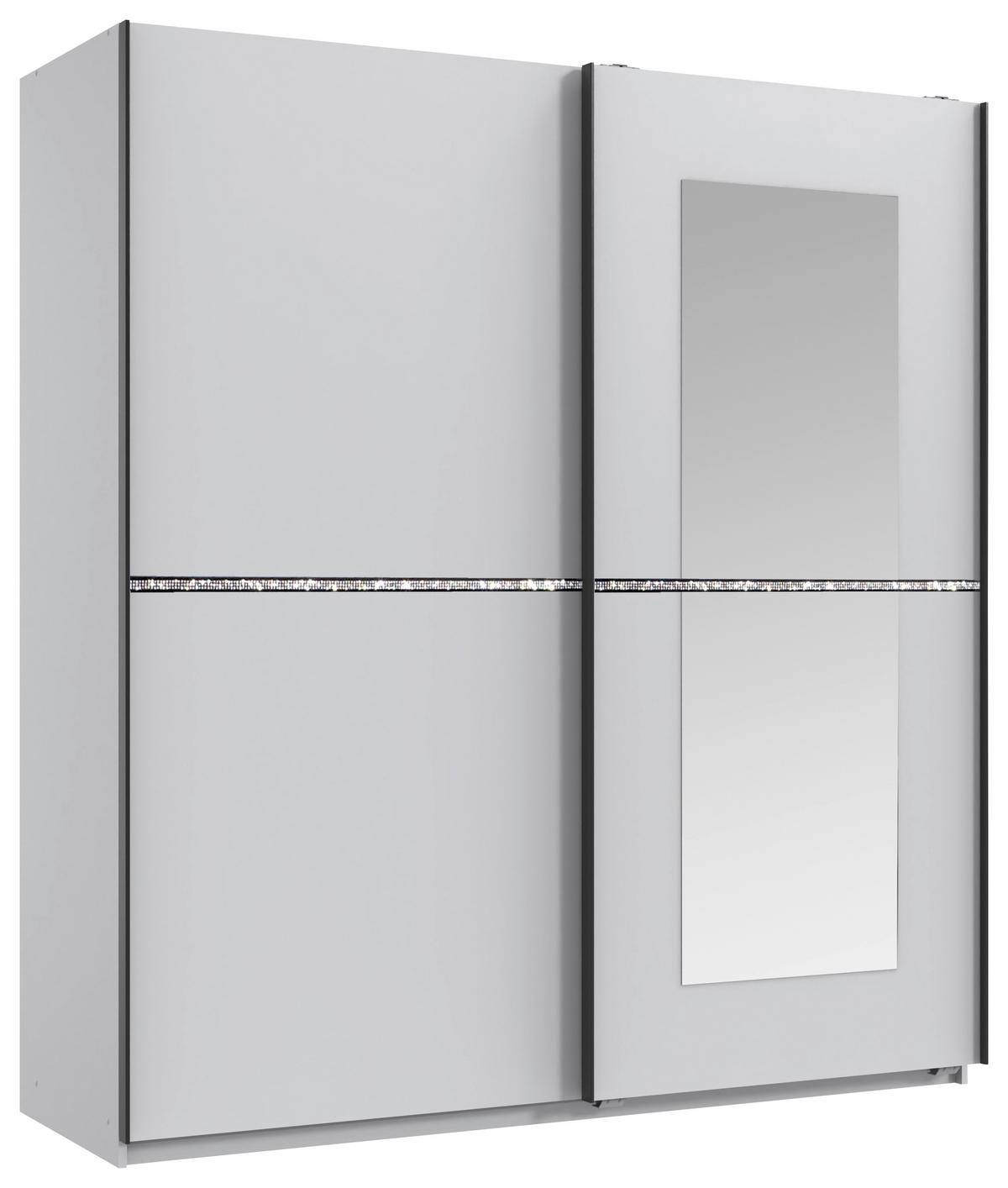 Schwebetürenschrank Dundee Weiß B: 180 cm - Weiß, MODERN, Glas/Holzwerkstoff (180/198/64cm) - MID.YOU