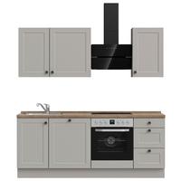 Kuchyňská linka 210 cm, kamenná sivá supermatná - šedá/černá, Moderní, kov/kompozitní dřevo (210cm) - Nobilia