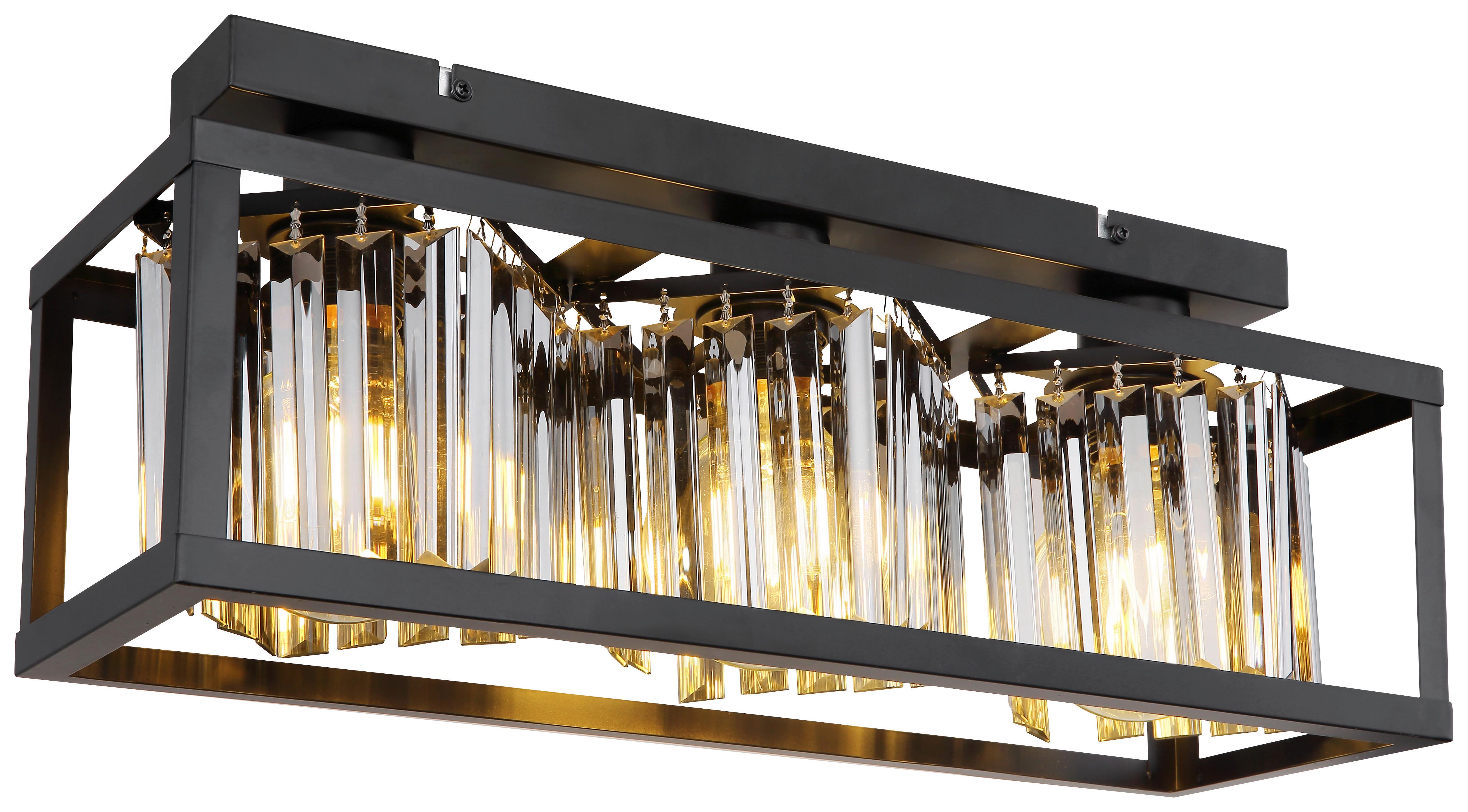 Deckenleuchte L: 51 cm 3-Flammig - Schwarz, Basics, Kunststoff/Metall (51/17/20,5cm) - Globo