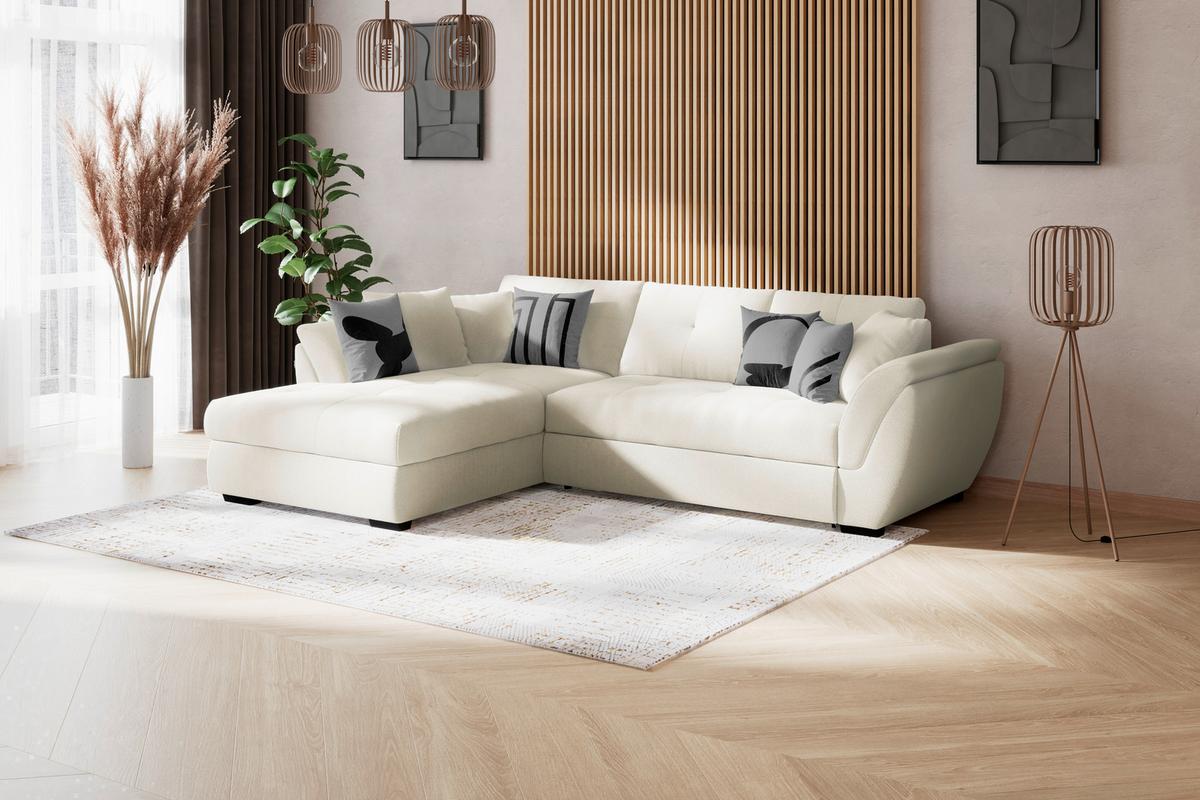 Rohová sedačka BERISSO, ľavá, sivá tk. VINCI - čierna/sivá, Konventionell, textil/plast (187/278cm) - Ondega