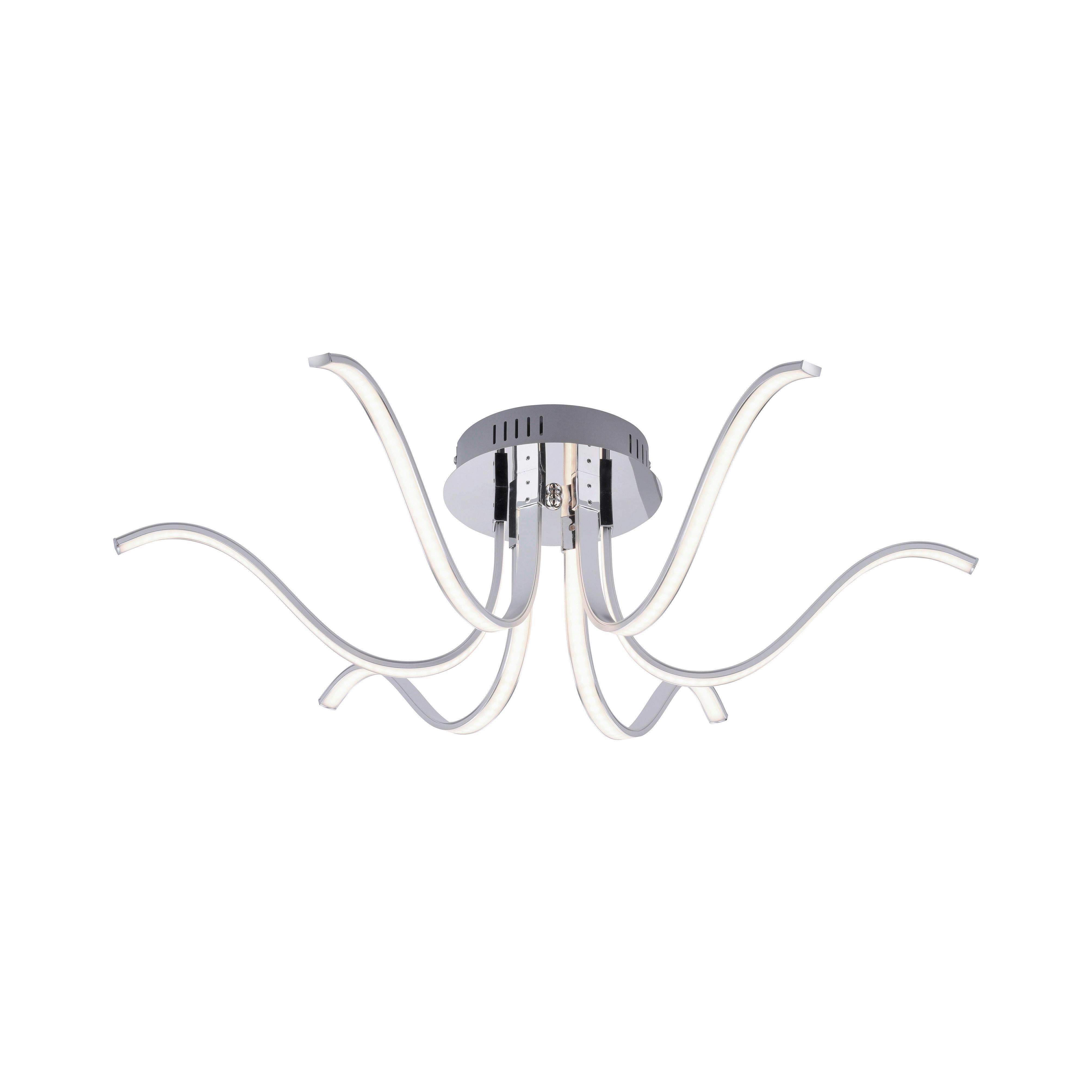 Deckenleuchte Valerie L: 67 cm 6-Flammig Geschwungen - Silberfarben, Design, Kunststoff/Metall (67/67/21cm)