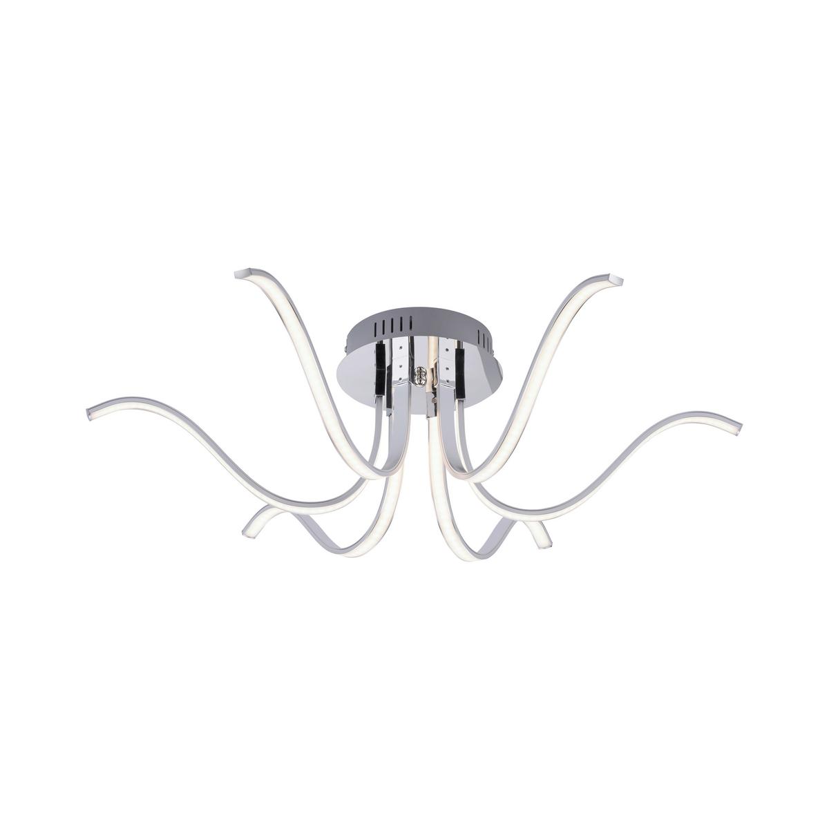 Deckenleuchte Valerie L: 67 cm 6-Flammig Geschwungen - Silberfarben, Design, Kunststoff/Metall (67/67/21cm)