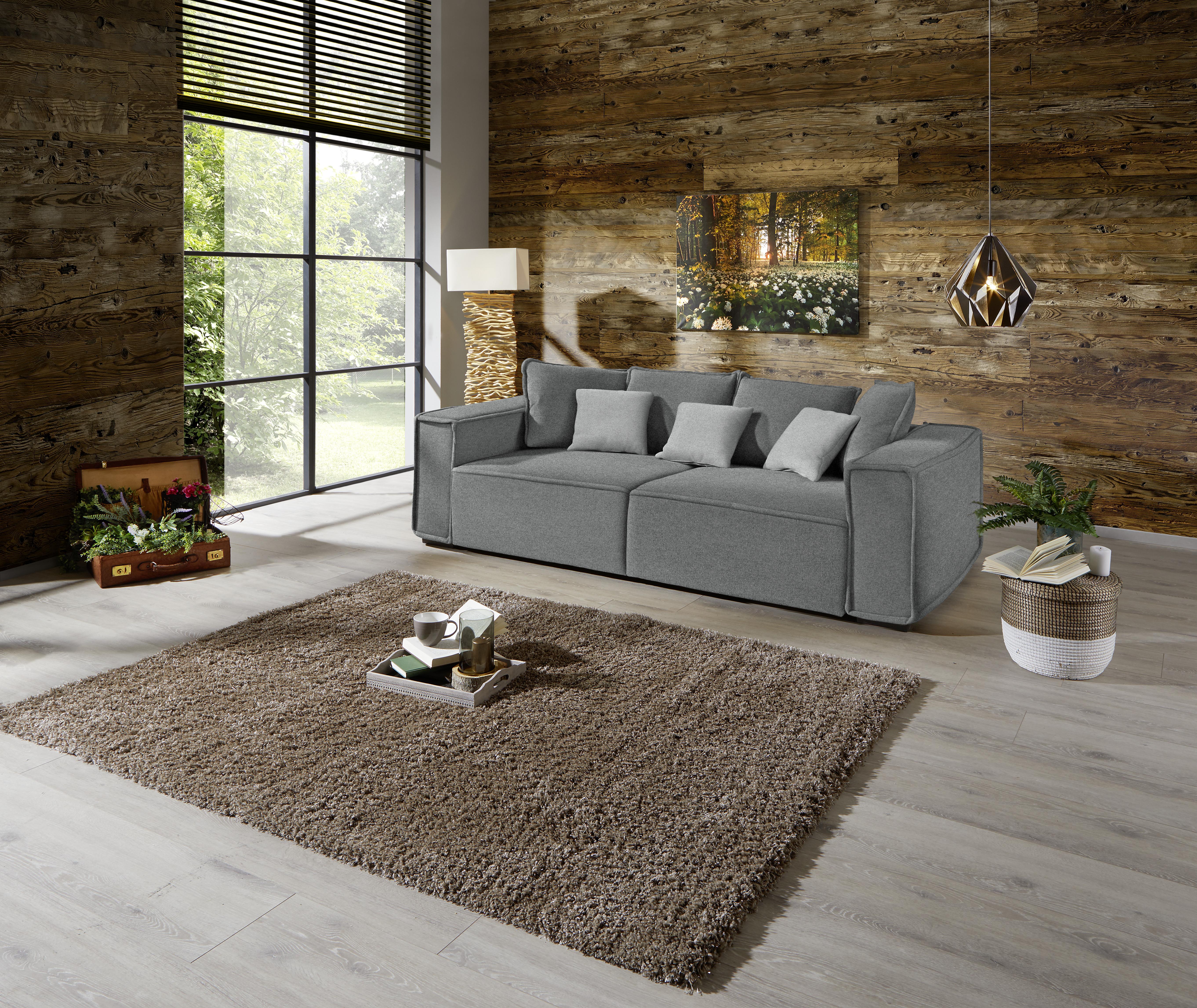 Bigsofa mit Kissen Surf, Mikrofaser - Hellgrau/Grau, MODERN, Holz/Textil (244/62/117cm) - Luca Bessoni
