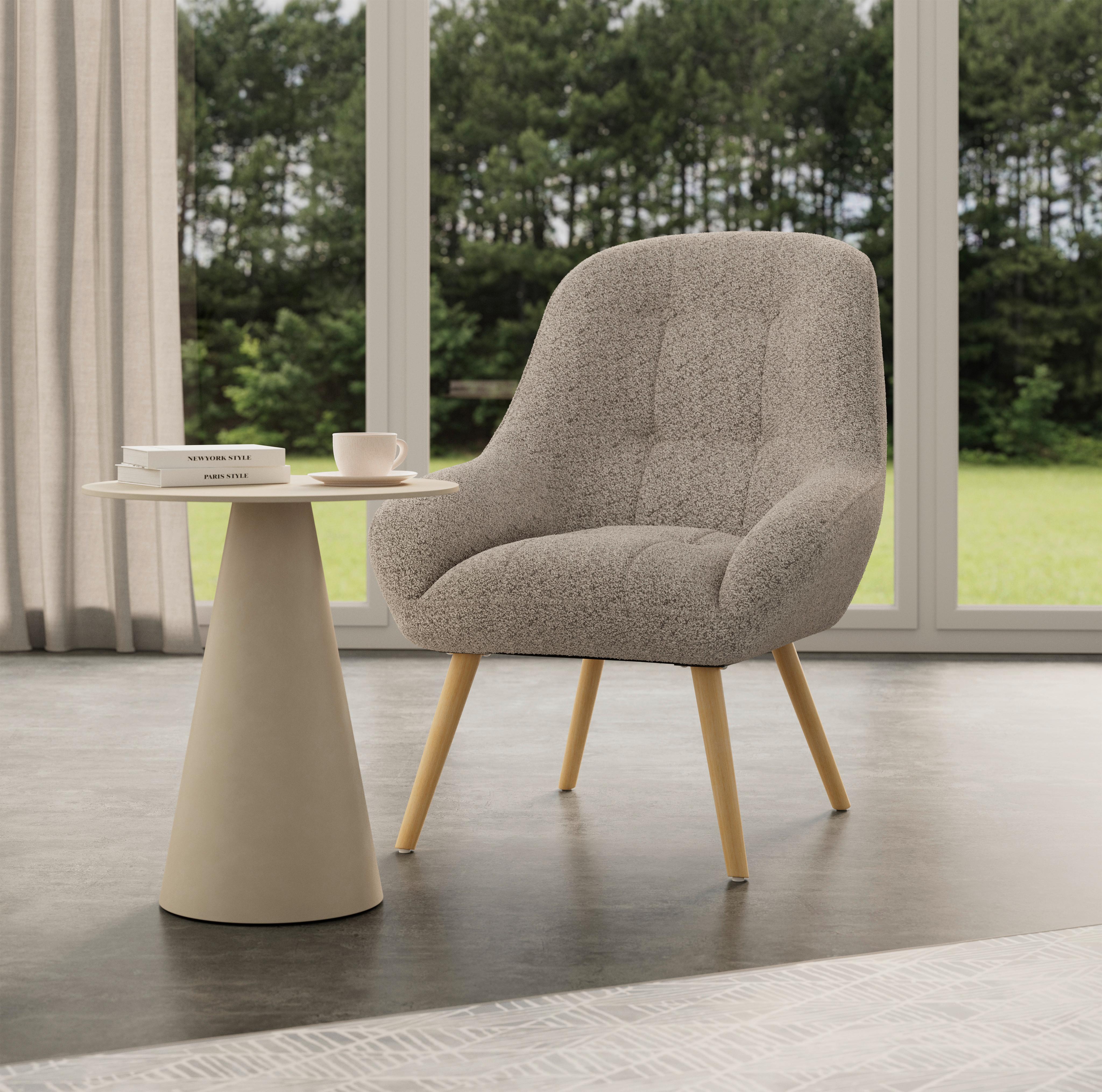 Relaxační křeslo MAXIMILIAN, světle šedá barva - světle šedá/přírodní barvy, Moderní, kov/dřevo (70/93cm) - Bessagi Home
