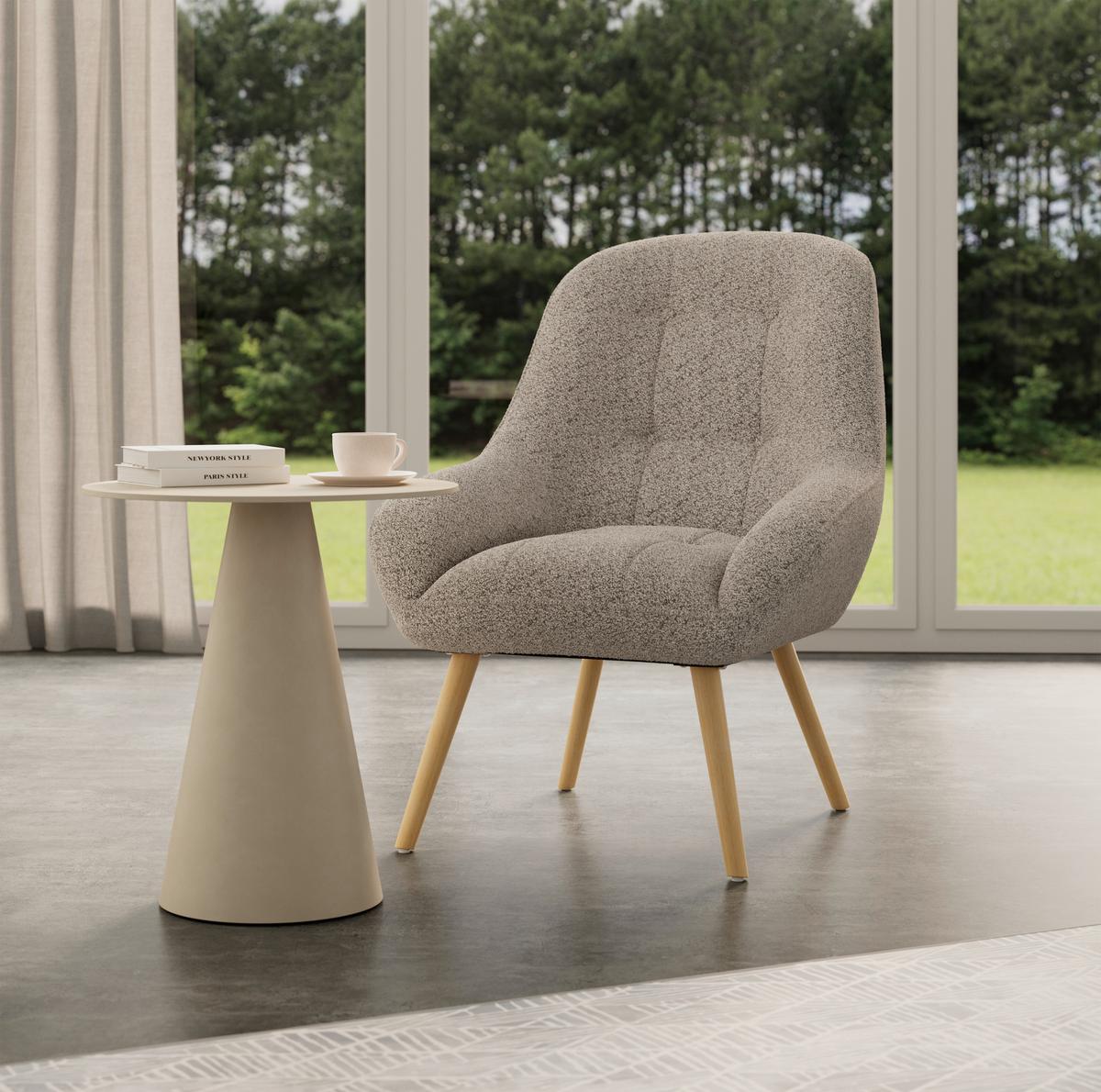 Relaxační křeslo MAXIMILIAN, světle šedá barva - světle šedá/přírodní barvy, Moderní, kov/dřevo (70/93cm) - Bessagi Home