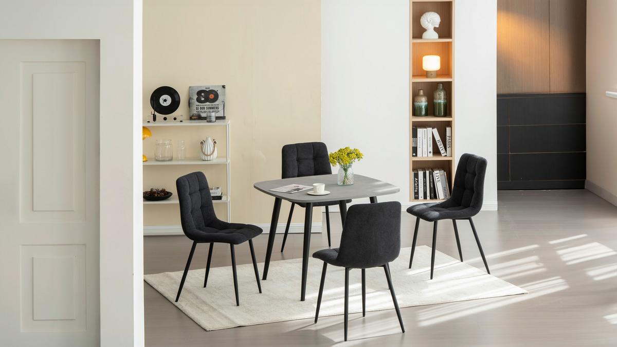 Vierfußstuhl Adea Leinenoptik Schwarz - Schwarz, KONVENTIONELL, Holz/Textil (45/88/55cm) - P & B