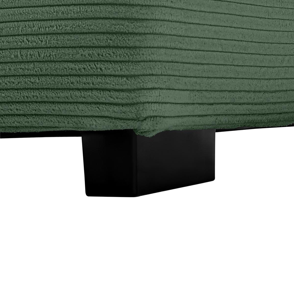 Rohová sedačka PEDRO, pravá, tmavě zelený manšestr - černá/tmavě zelená, Moderní, textil/plast (300/190cm) - Mömax