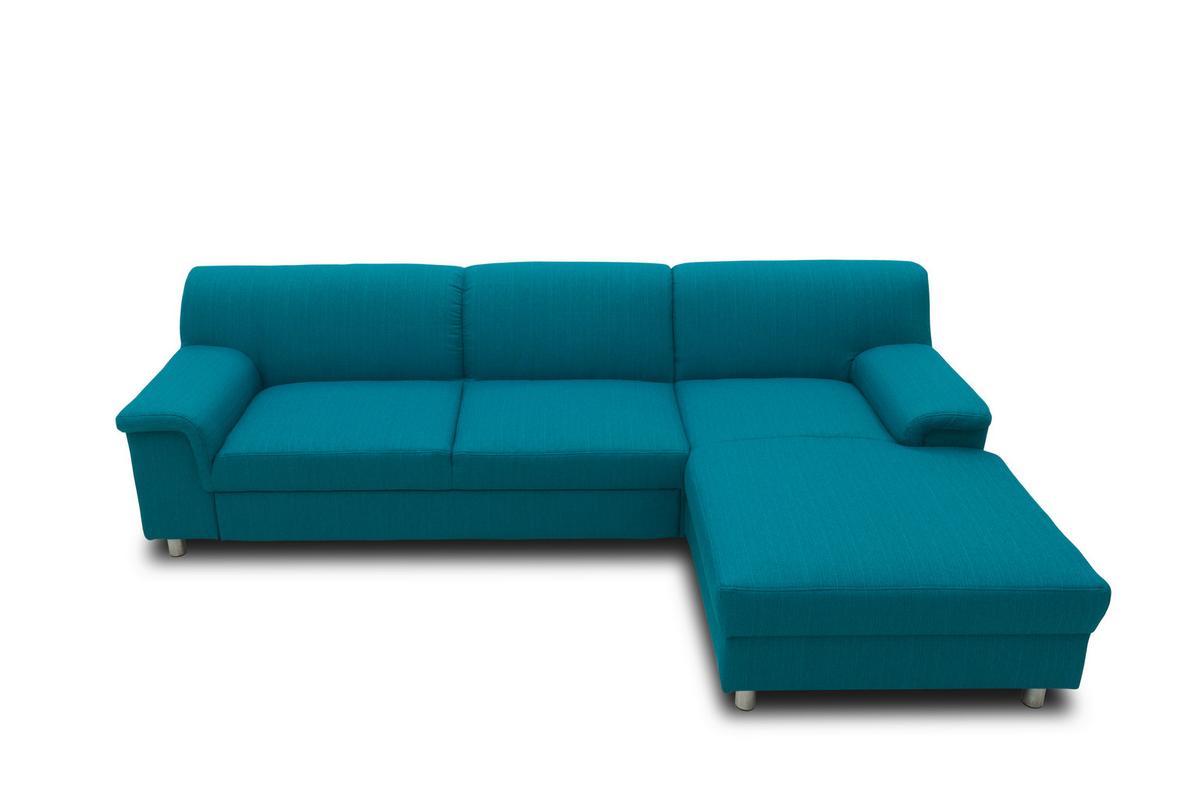 Ecksofa Mit Schlaffunktion Jamie Chromfarben Webstoff - Chromfarben/Petrol, KONVENTIONELL, Textil (252/150cm) - MID.YOU