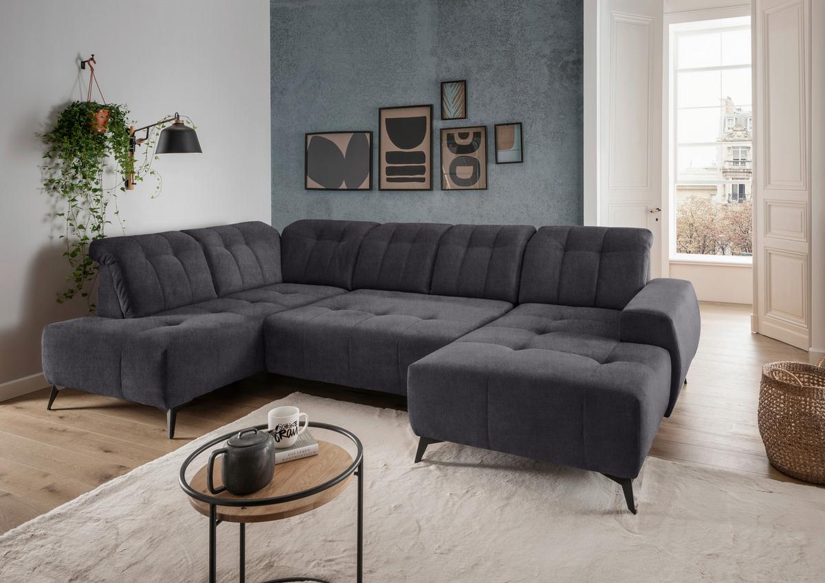 Ecksofa, Sitzvorzug Elektrisch Sano, Anthrazit, 200x337x180cm - Anthrazit/Schwarz, MODERN, Textil (200/337/180cm) - Livetastic