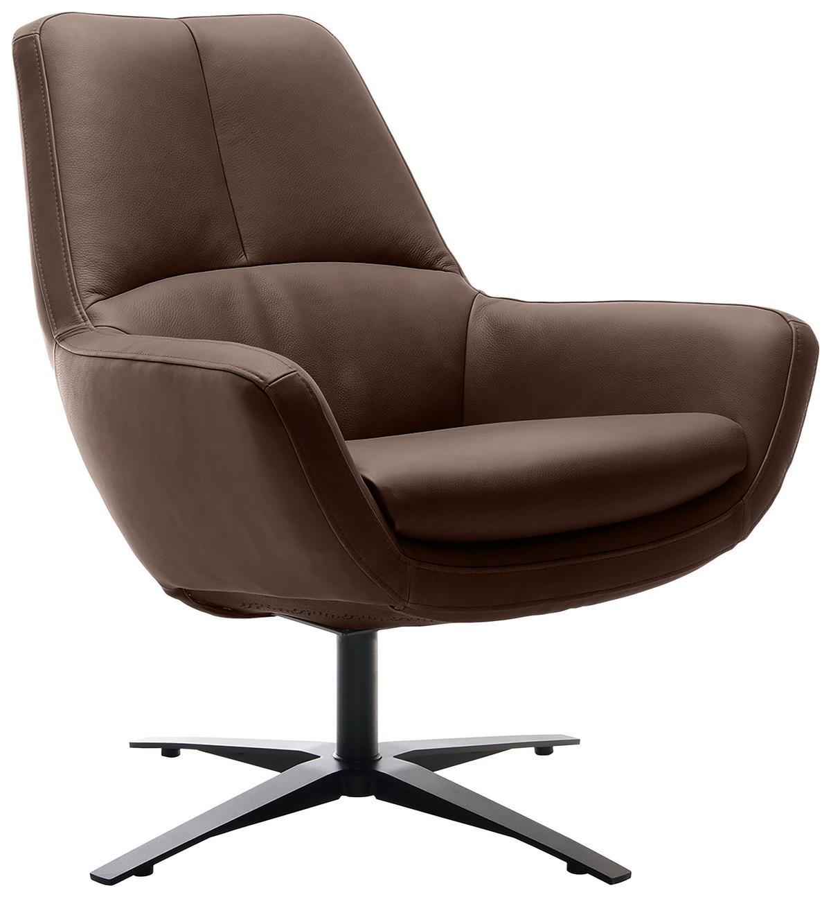 Sessel Be Organic - Schwarz/Braun, MODERN, Leder (81/92/83cm) - Trendmanufaktur