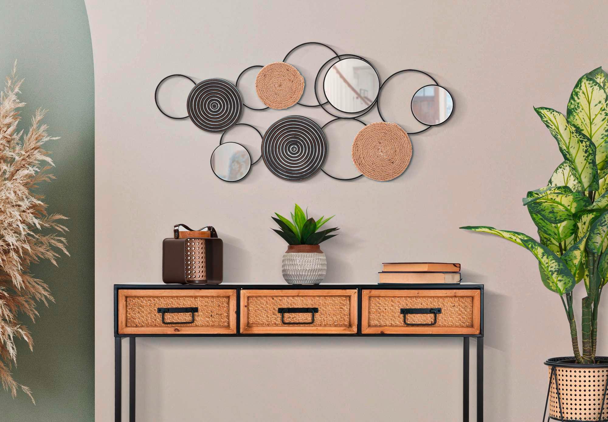 Wanddeko Triby Braun, Schwarz B: 52 cm - Schwarz/Braun, Basics, Holz/Metall (52/106/5cm)