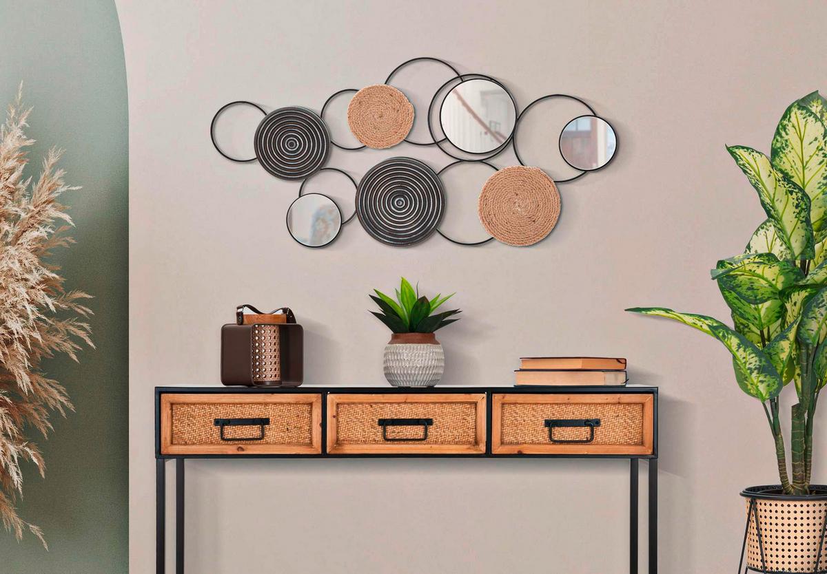 Wanddeko Triby Braun, Schwarz B: 52 cm - Schwarz/Braun, Basics, Holz/Metall (52/106/5cm)