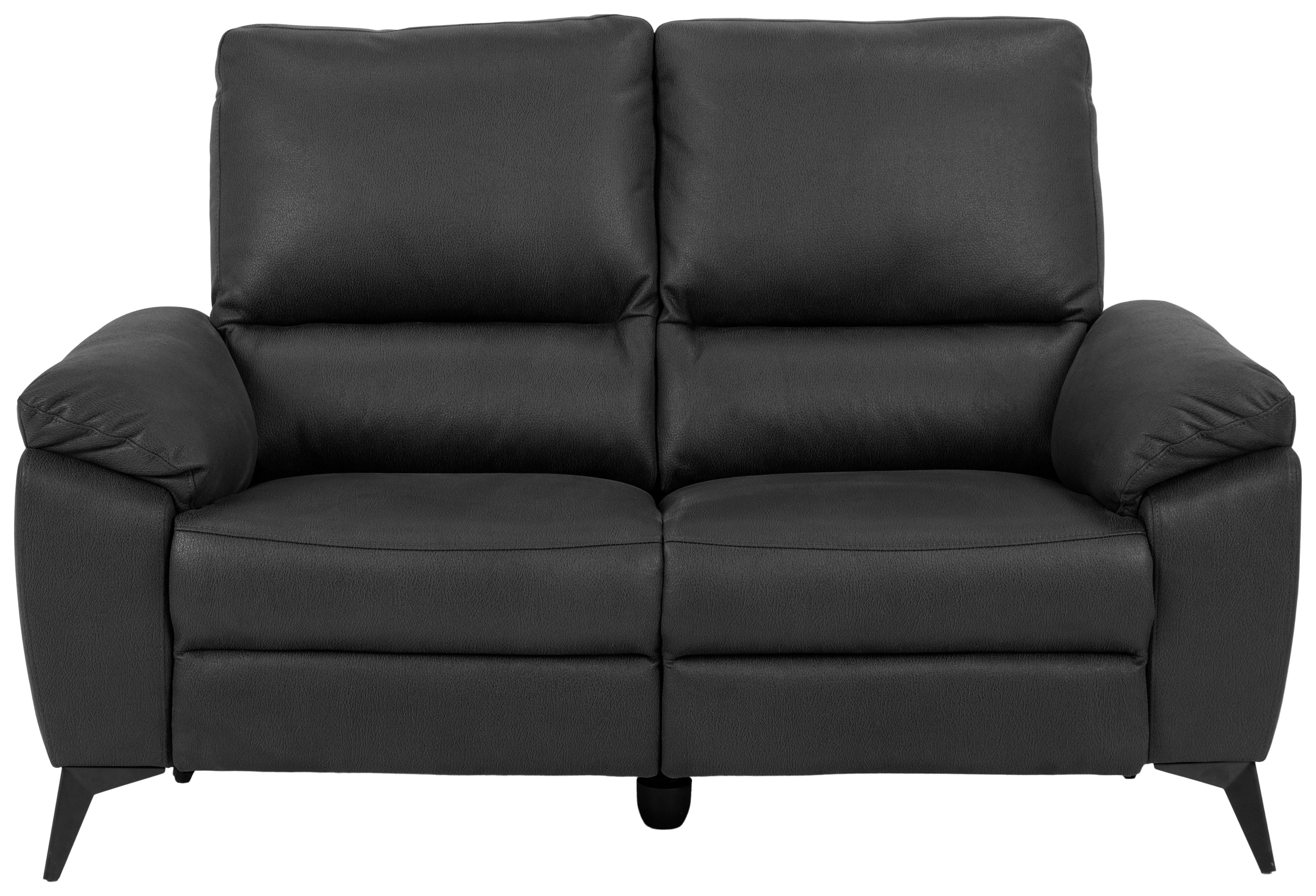 Zweisitzer-Sofa mit Relaxfunktion Rana, Webstoff - Schwarz/Grau, Basics, Textil/Metall (160/102/96cm)
